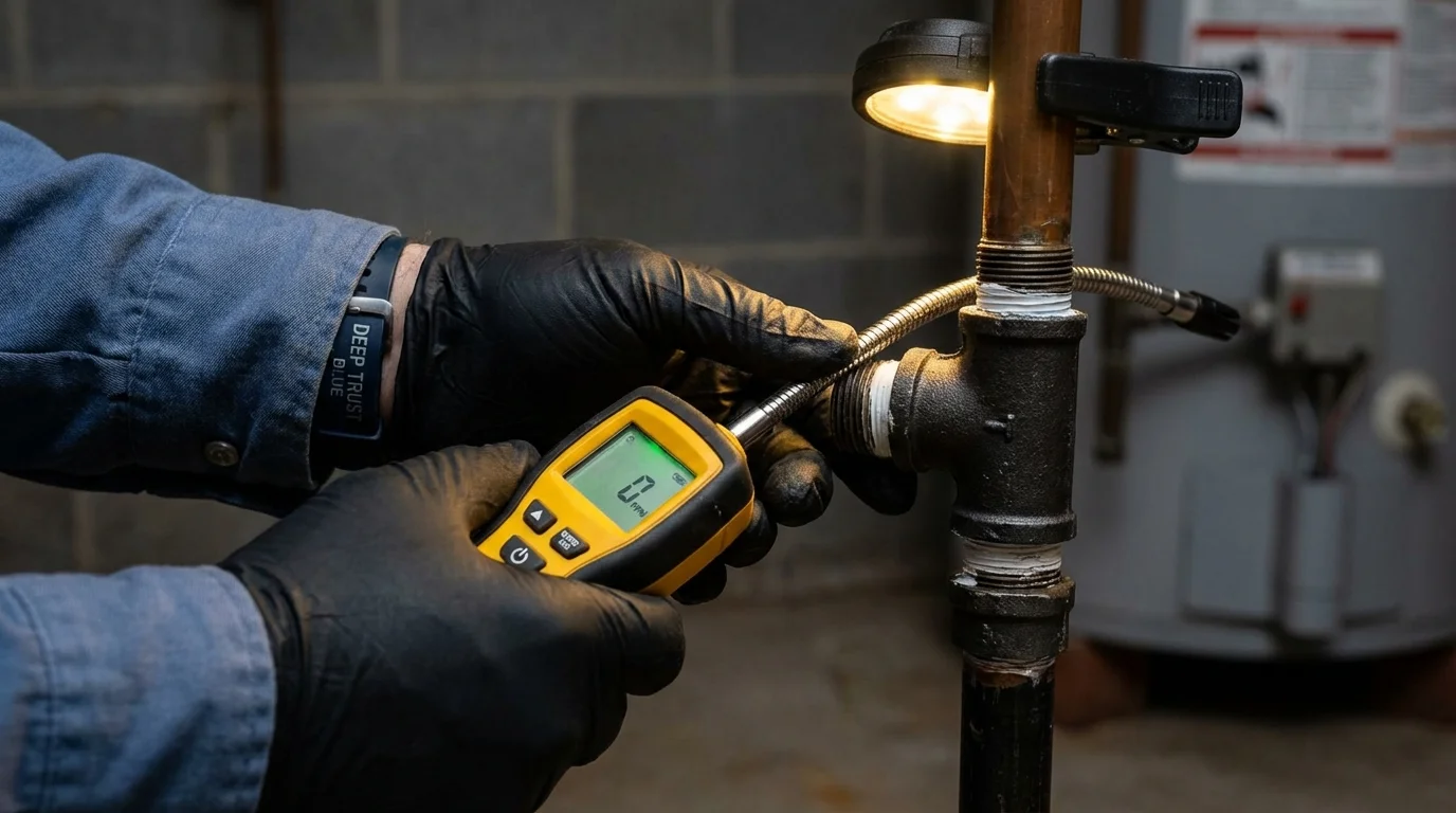 Gas leak detection with electronic sniffer by Johns Plumbing LLC in Parsons